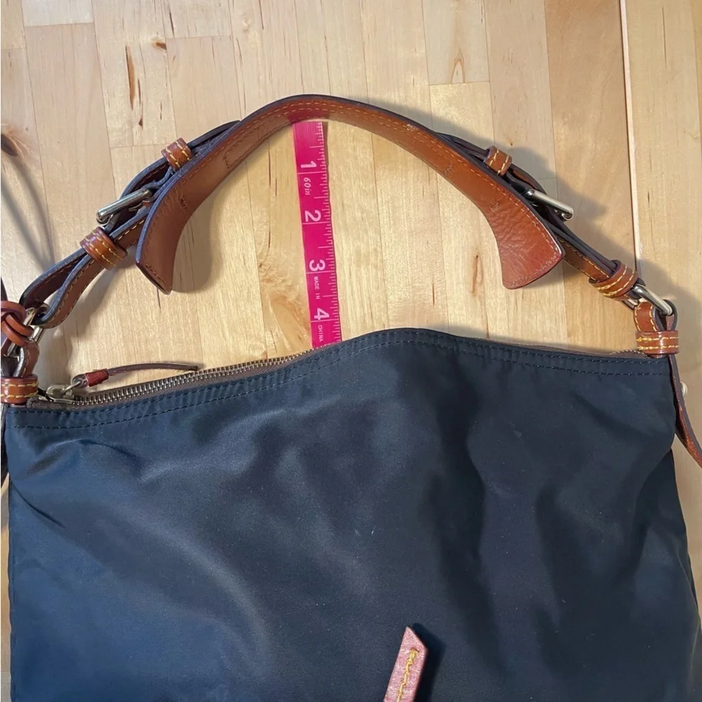 Dooney & Bourke Dillen Black Nylon Hobo Bag Pink Lining Shoulder Purse